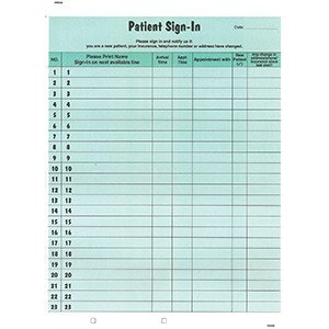 Patient Sign In Sheet Spanish English