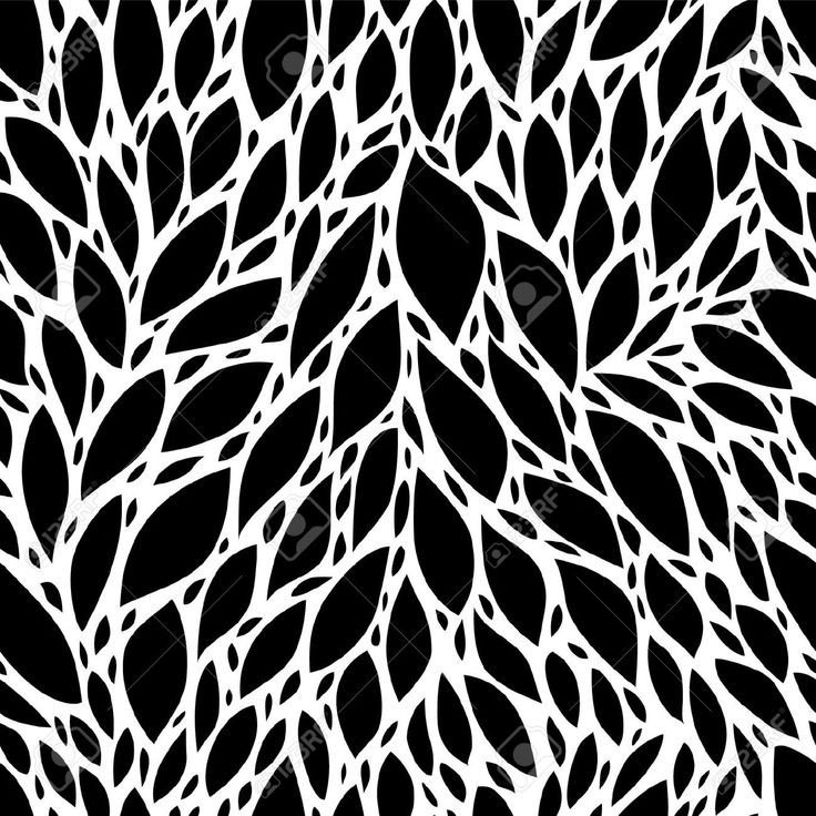 Black and white leaves seamless pattern floral