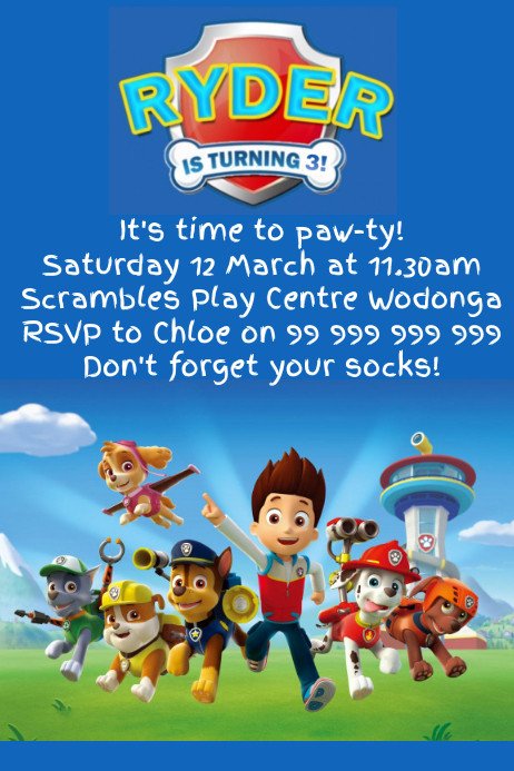Paw Patrol Party Invitation Template