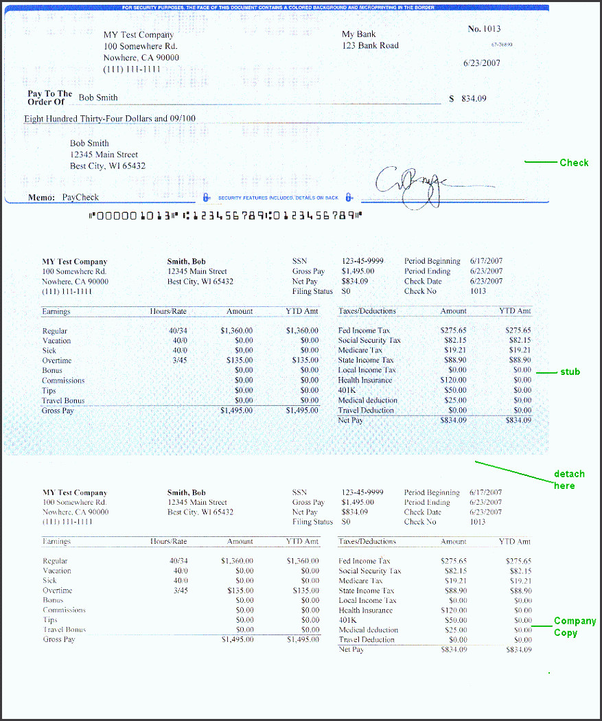6 Free Pay Stub Template In Word SampleTemplatess