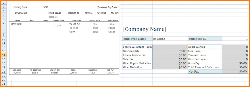 6 microsoft excel pay stub template