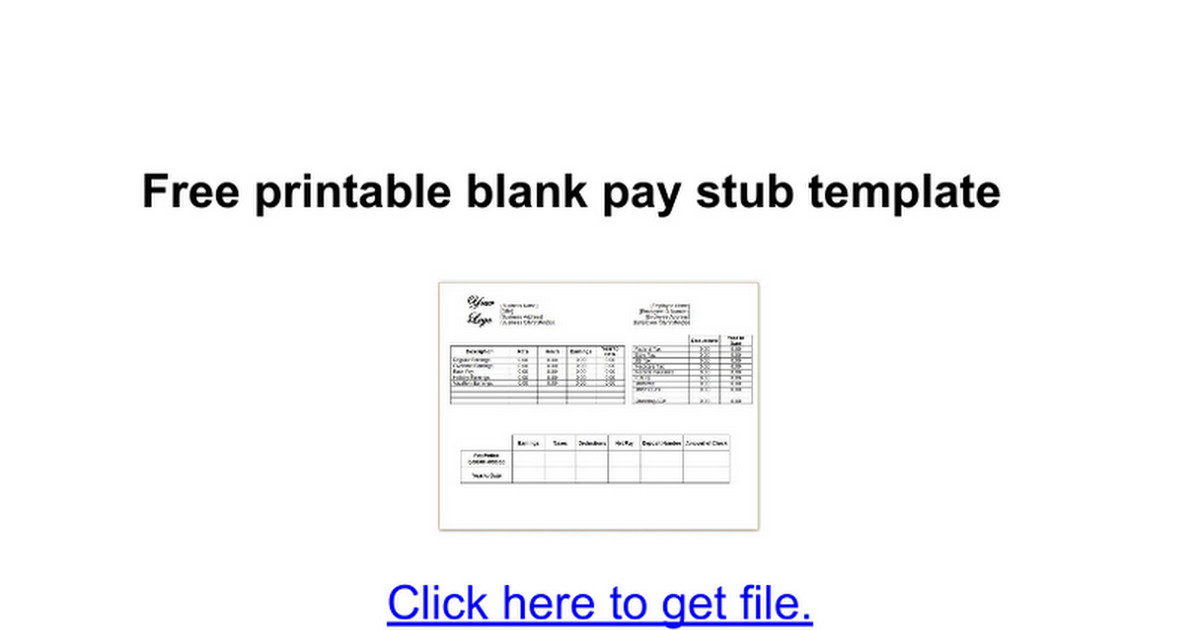 Free printable blank pay stub template Google Docs