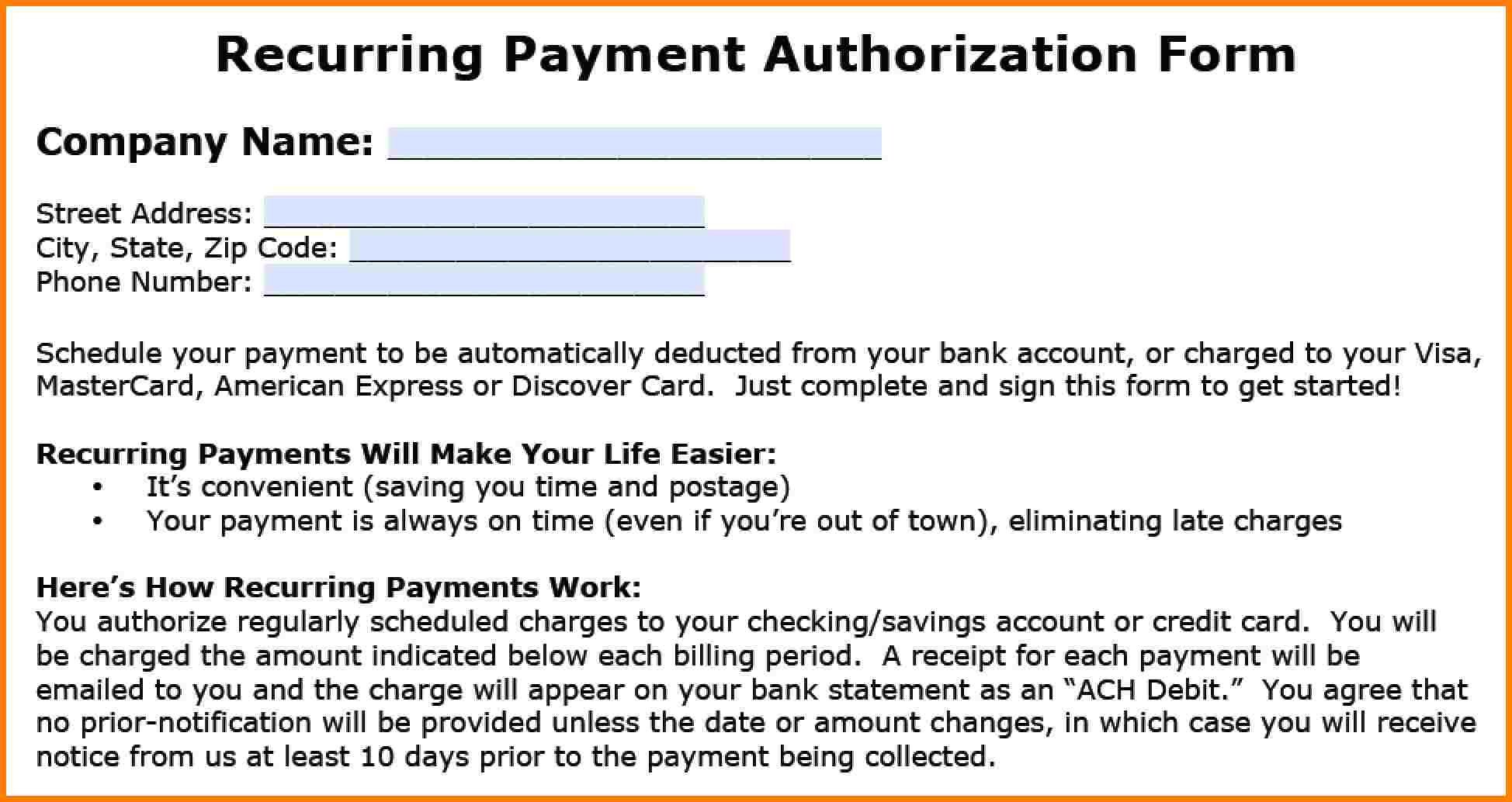 10 ach payment form template