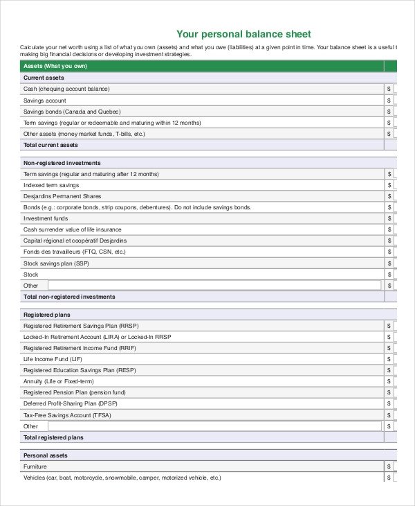 Balance Sheet 18 Free Word Excel PDF Documents