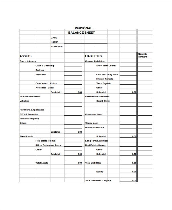 Sample Balance Sheet 9 Examples in PDF Word Excel