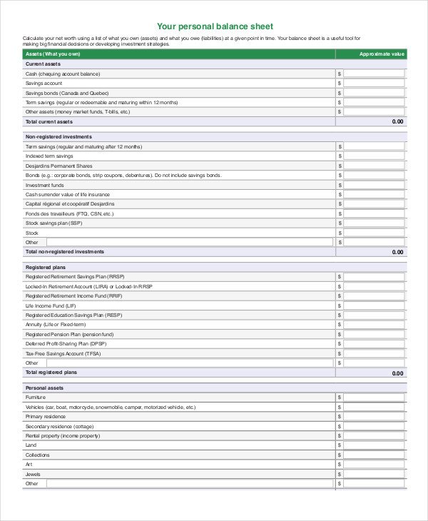 Simple Balance Sheet 20 Free Word Excel PDF Documents