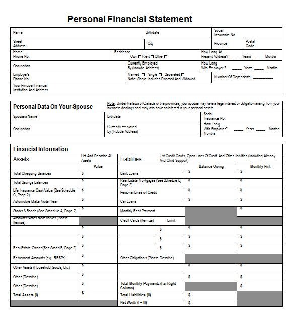40 Personal Financial Statement Templates & Forms