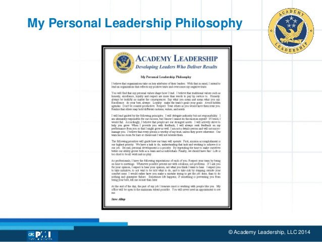 The Leader s pass A Personal Leadership Philosophy is