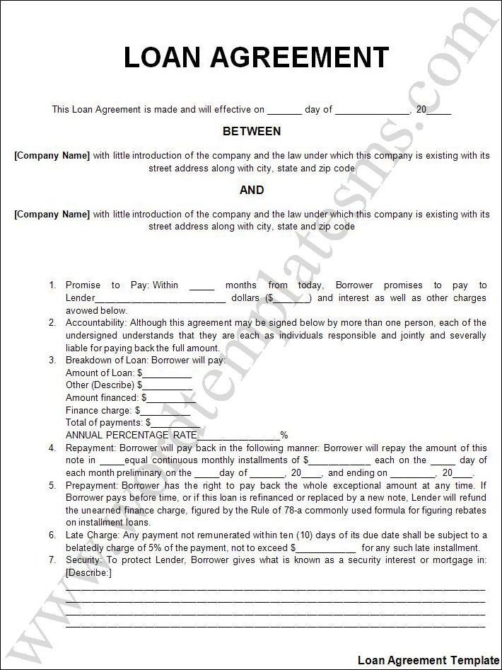 Printable Sample Personal Loan Agreement Form