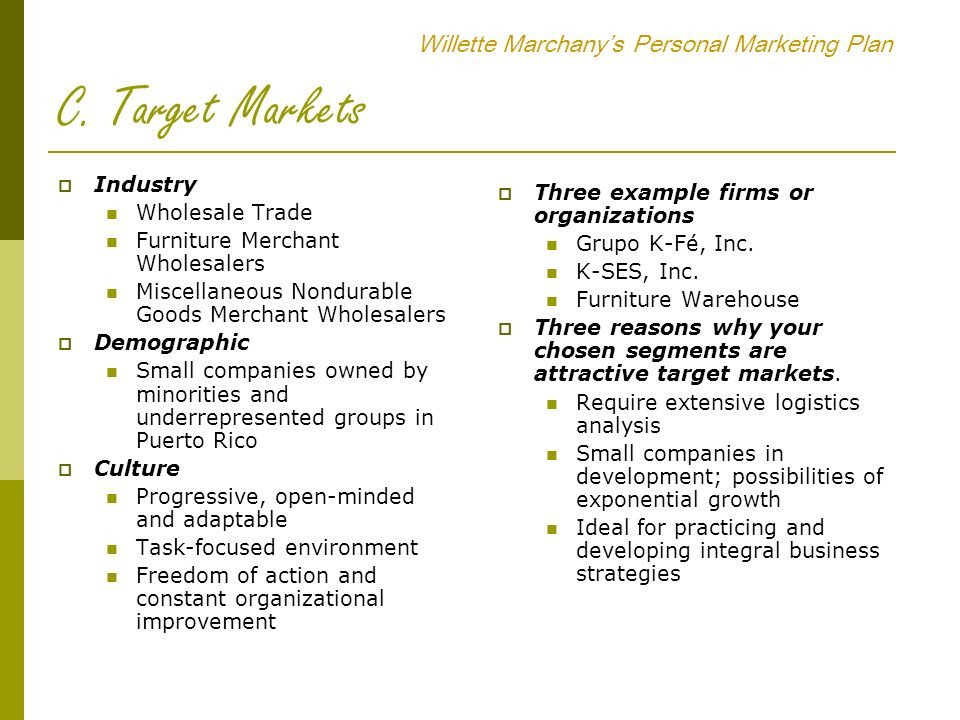 Willette Marchany’s Personal Marketing Plan ppt video