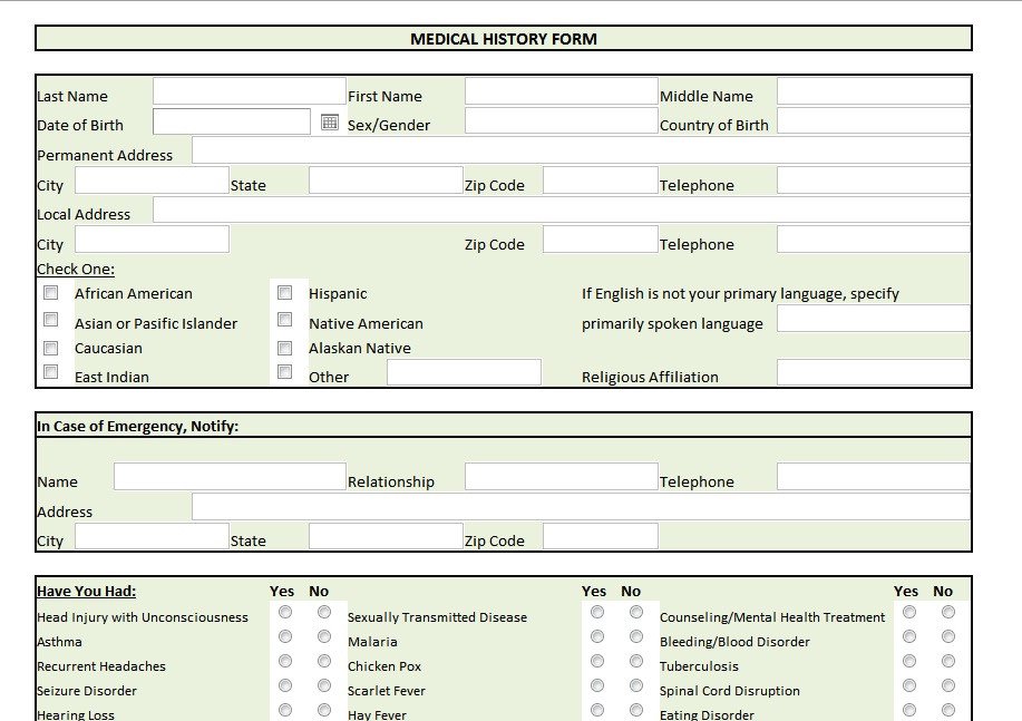 28 of Personal Medical History Form Template