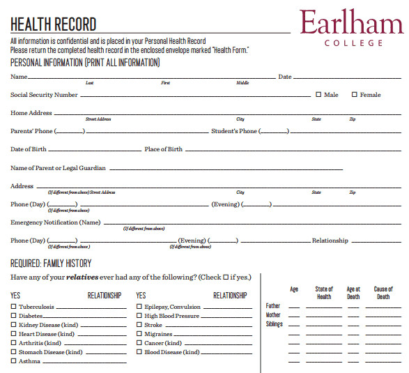 4 Personal Medical Health Record Sheets – Word Templates
