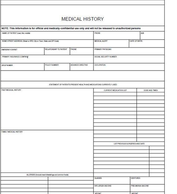 Fillable Medical History Log PDF Digital Health forms