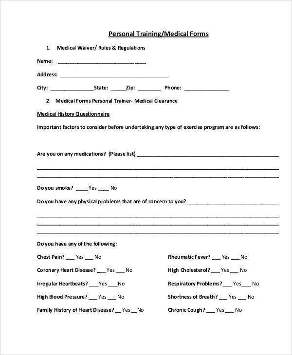 Sample Medical Forms 9 Examples in Word PDF