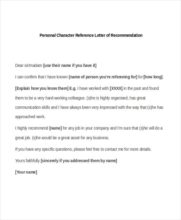 Sample Personal Re mendation Letter 4 Free Documents