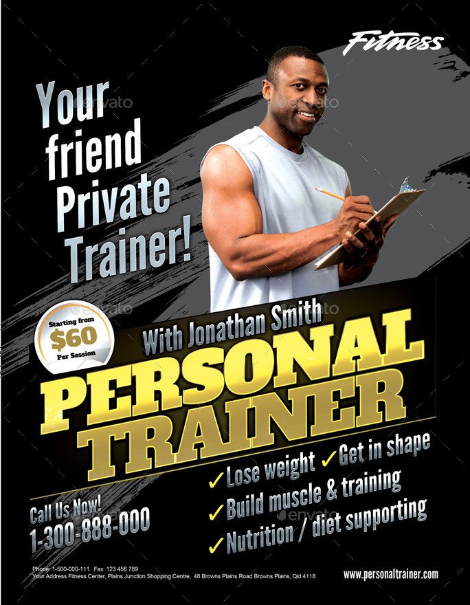 Personal Trainer Flyer by inddesigner