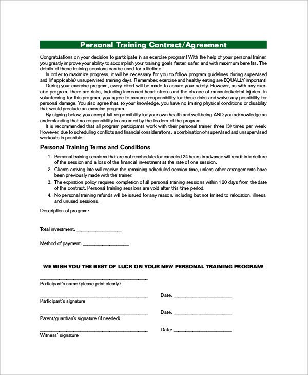 Training Agreement Contract Sample 13 Examples in Word