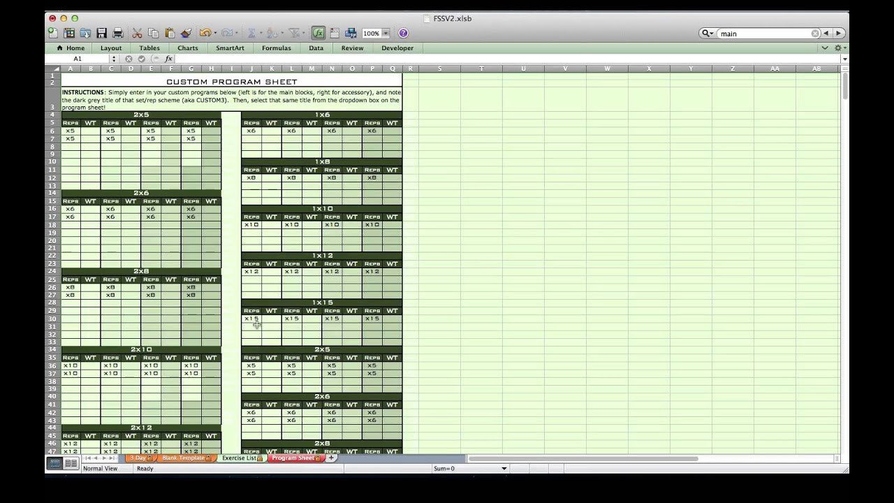 Personal Training Excel Spreadsheet from Excel Training