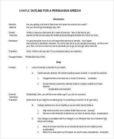 Speech Outline Example 9 Samples in Word PDF