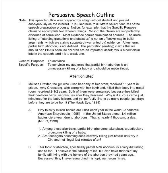 29 Speech Outline Templates PDF DOC