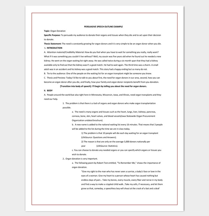 Speech Outline Template 38 Samples Examples and Formats