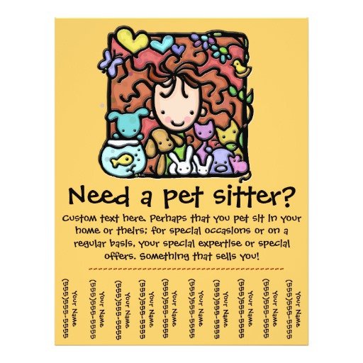 Pet Sitter promotional tear sheet flyer