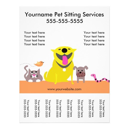 Pet Sitter s Flyer with tags dog cat bird snake
