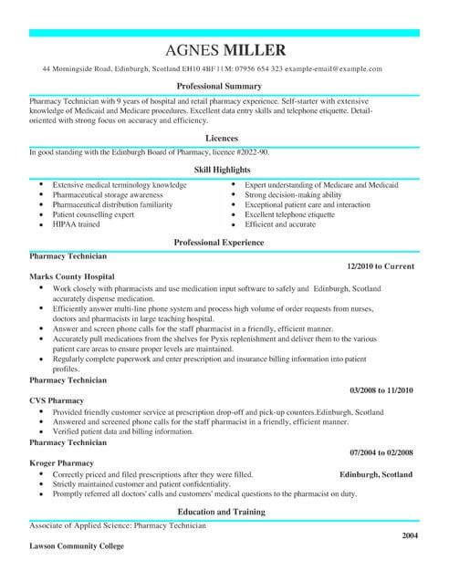 Pharmacy Technician CV Template