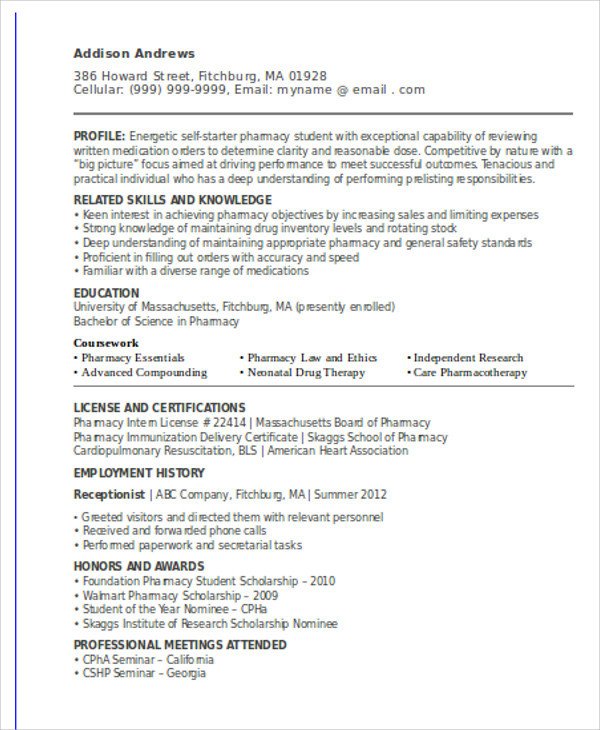 10 Sample Internship Curriculum Vitae Templates PDF