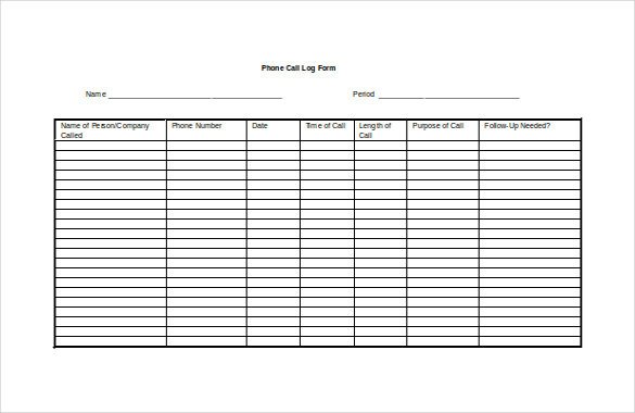 15 Call Log Templates DOC PDF Excel