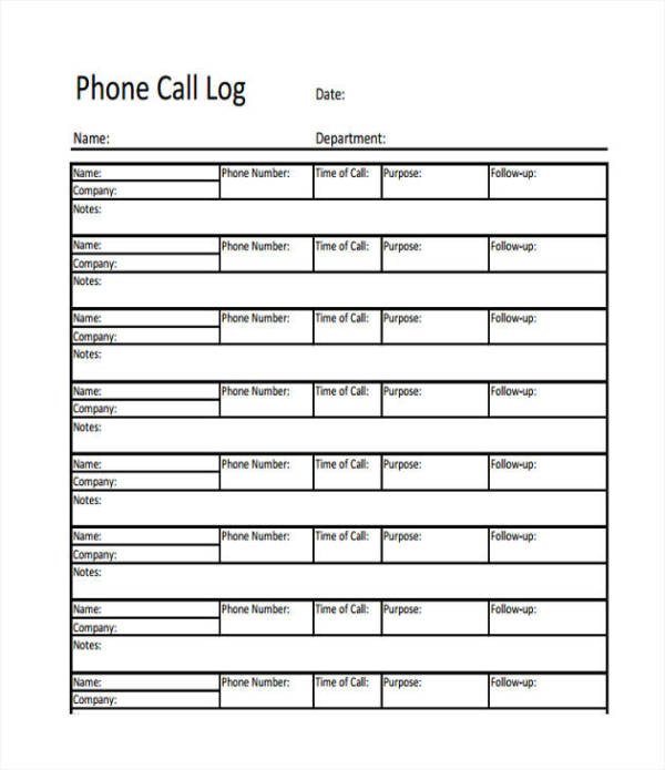 16 Call Log Templates in PDF