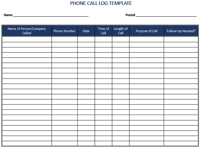 5 Call Log Templates to Keep Track your Calls