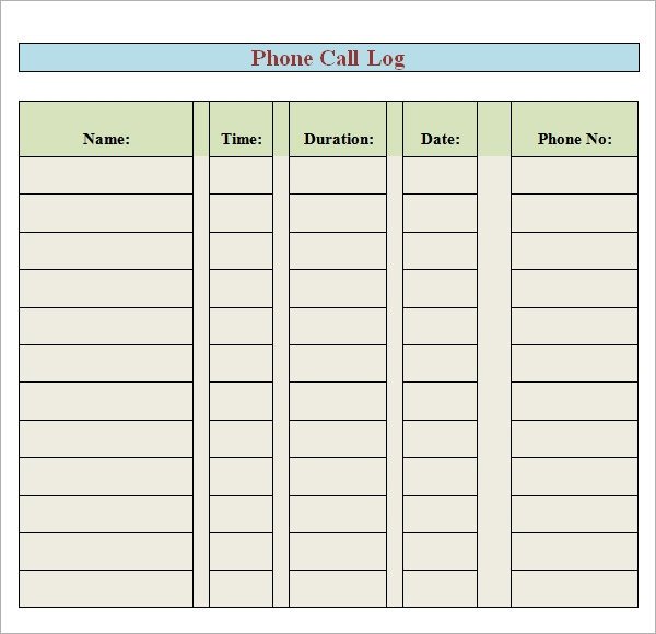 Phone Log Template 7 Free PDF DOC Download
