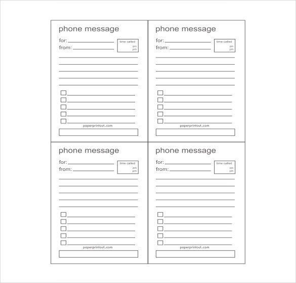 21 Phone Message Templates PDF DOC