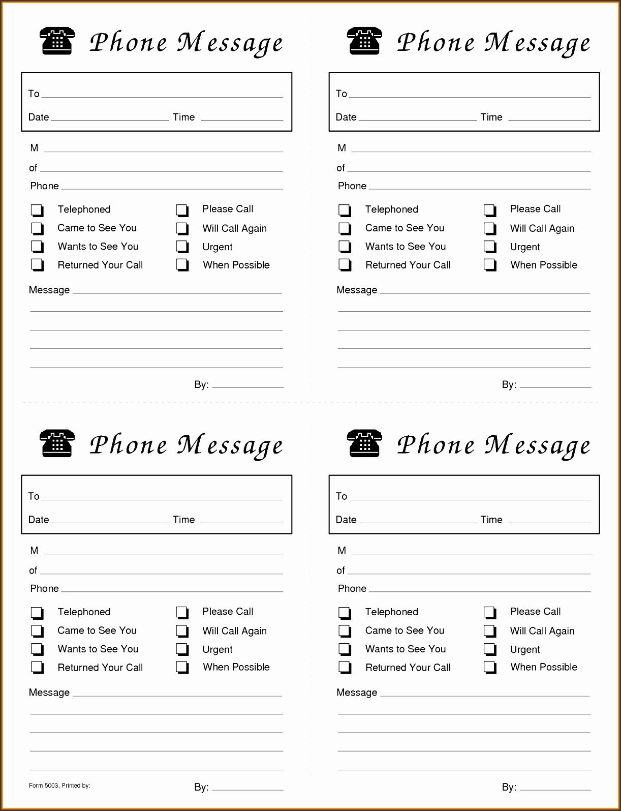 9 Telephone Message Template for panies