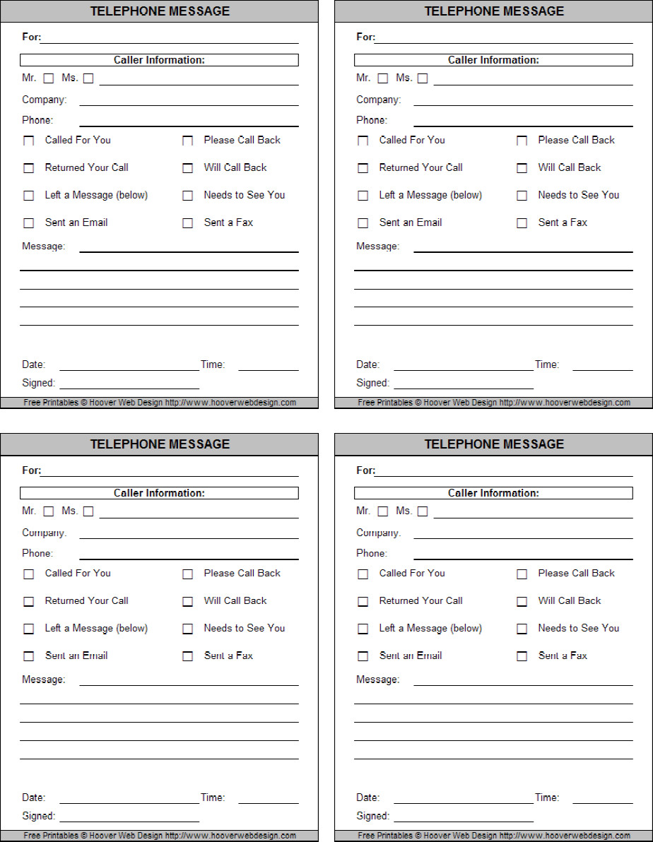 Download Telephone Message Pad Templates for Free
