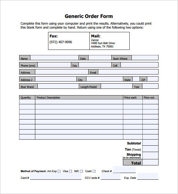 29 Order Form Templates PDF DOC Excel