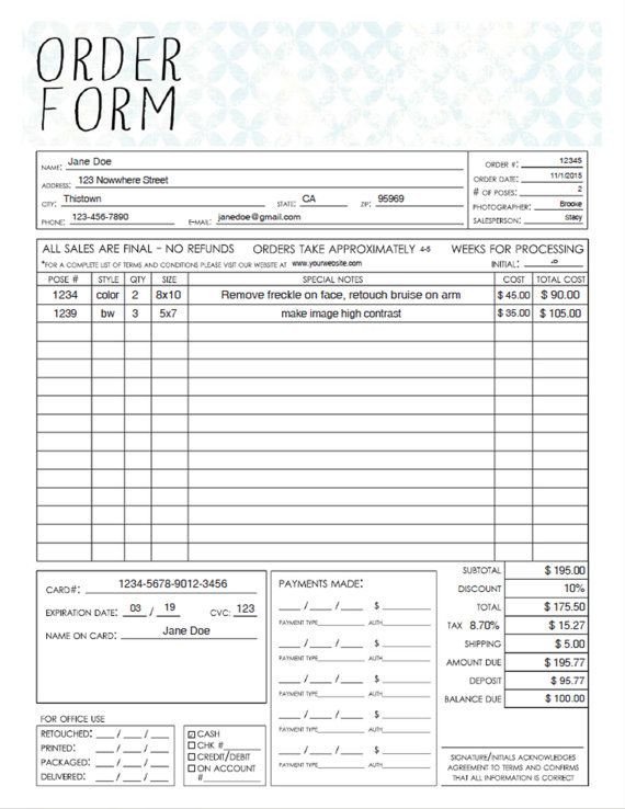 PDF General graphy Sales Order Form Template