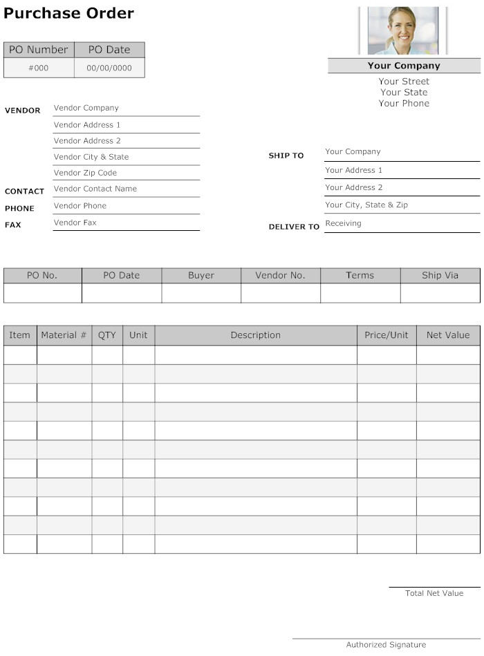 Purchase Order Form Template Order form