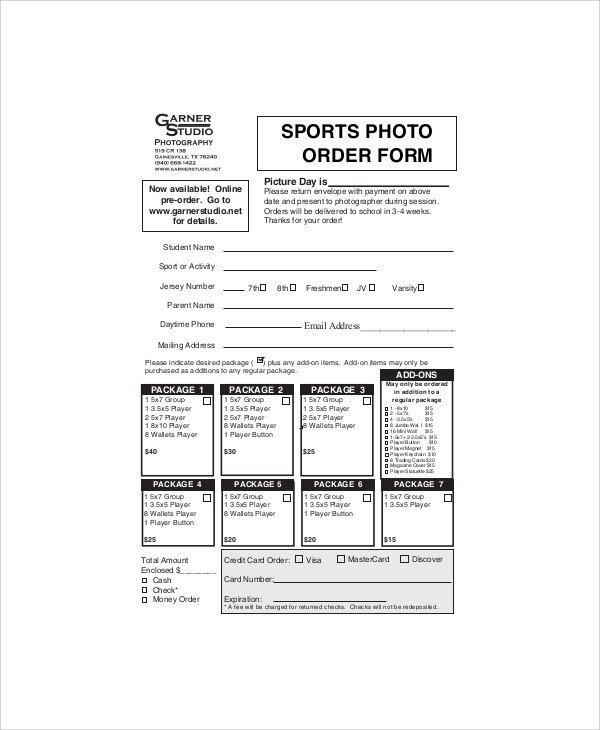 Sample graphy Order Form 10 Examples in Word PDF