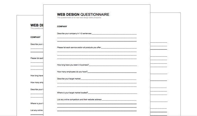 Free Download New Web Design Client Questionnaire
