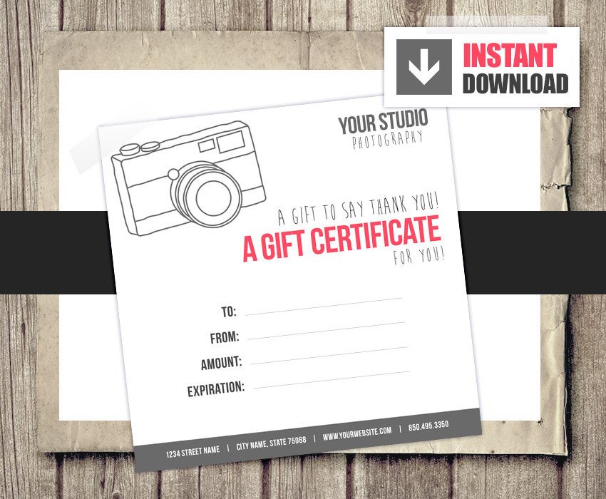 Gift Card Gift Certificate Template for graphers Camera