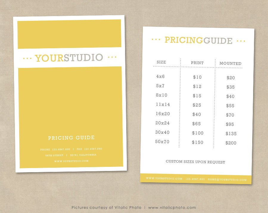 graphy Pricing Guide Template Price List shop