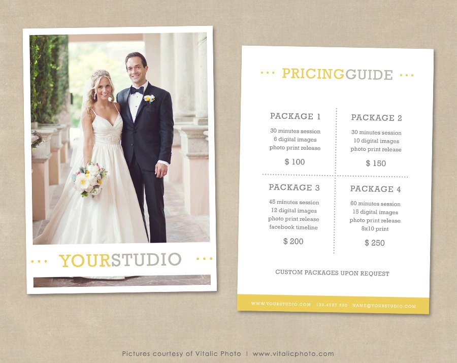 graphy Pricing Template Price List Wedding Pricing