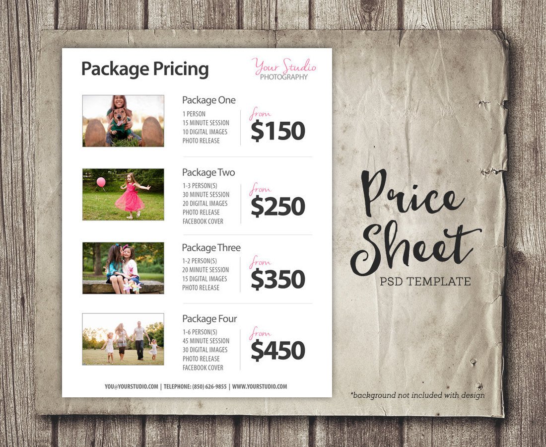 Price List Template graphy Pricing List Sell Sheet