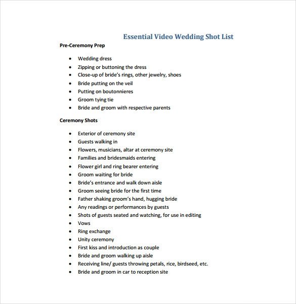 9 Shot List Templates PDF Word Excel