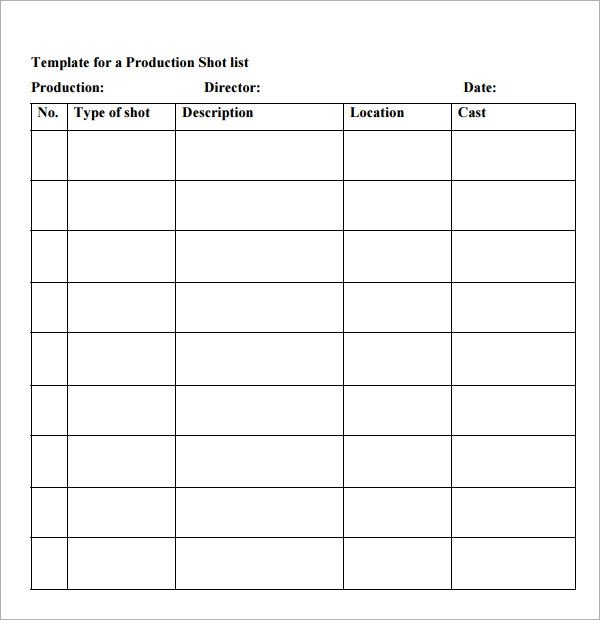 Shot List Template 10 Download Free Documents in Word PDF