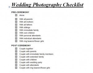 Wedding graphy Checklist