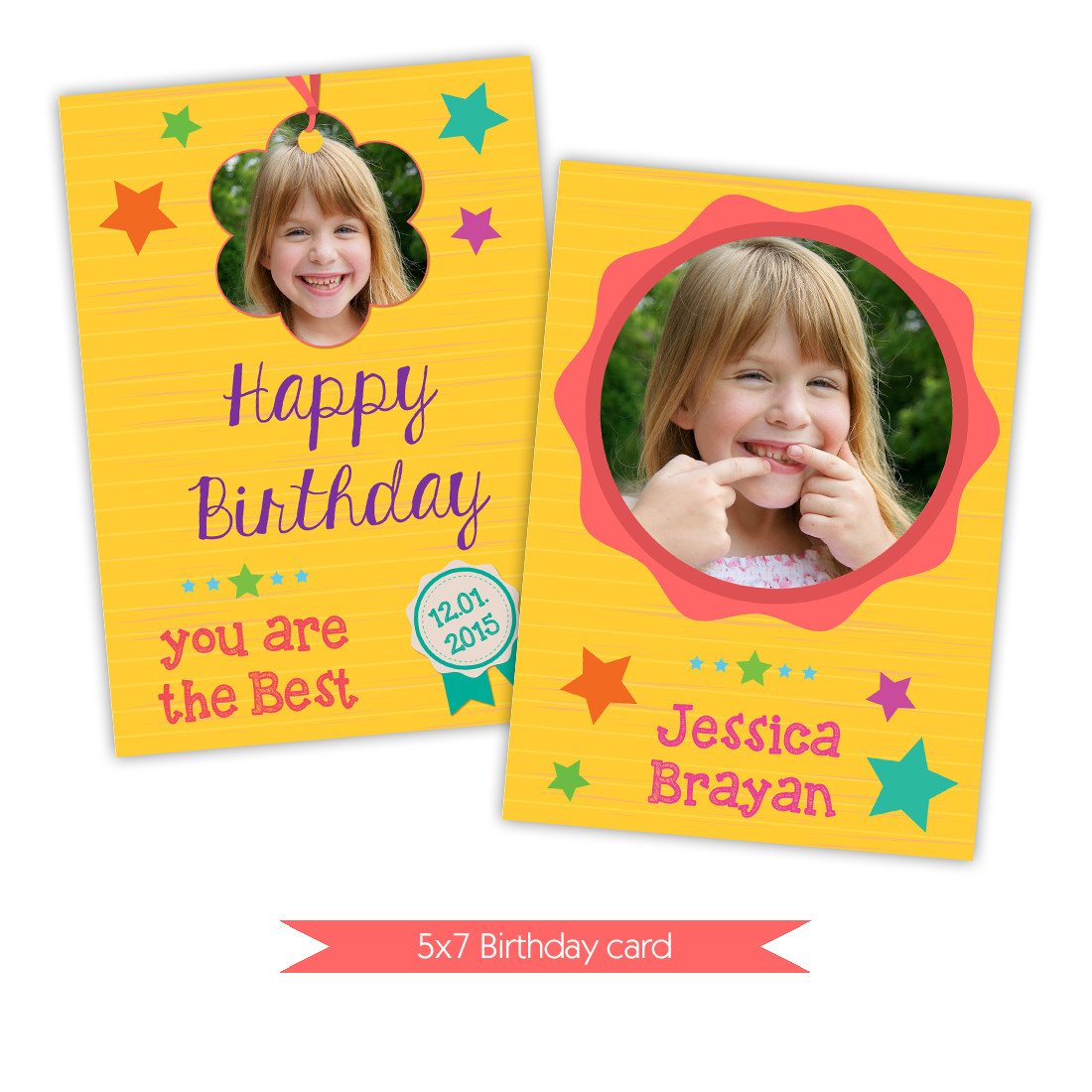 Nuwzz Happy Birthday Card shop template bright yellow
