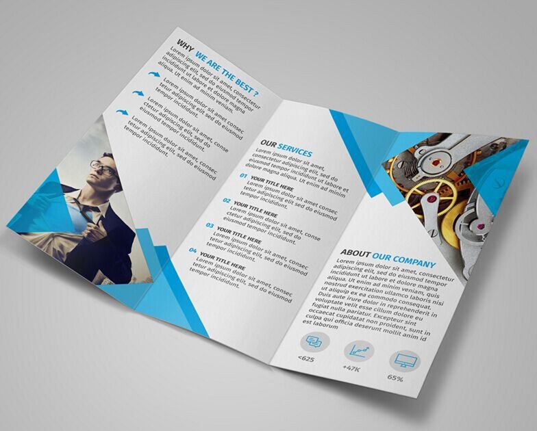 Free Modern Blue Tri fold Brochure Template PSD TitanUI
